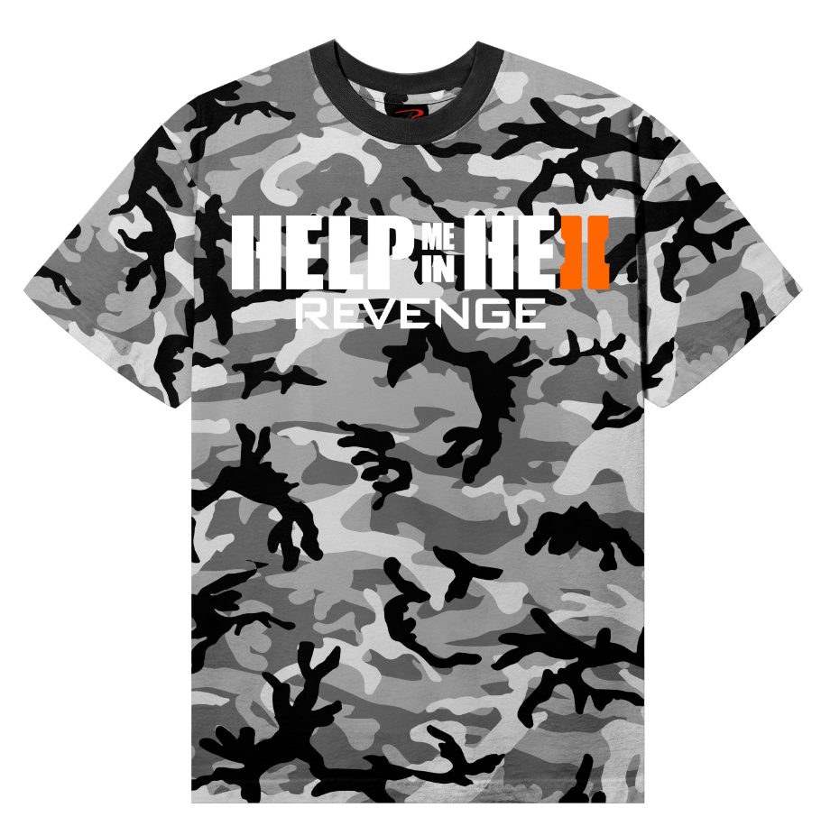 REVENGE SPLIT SCREEN TEE WHITE CAMO