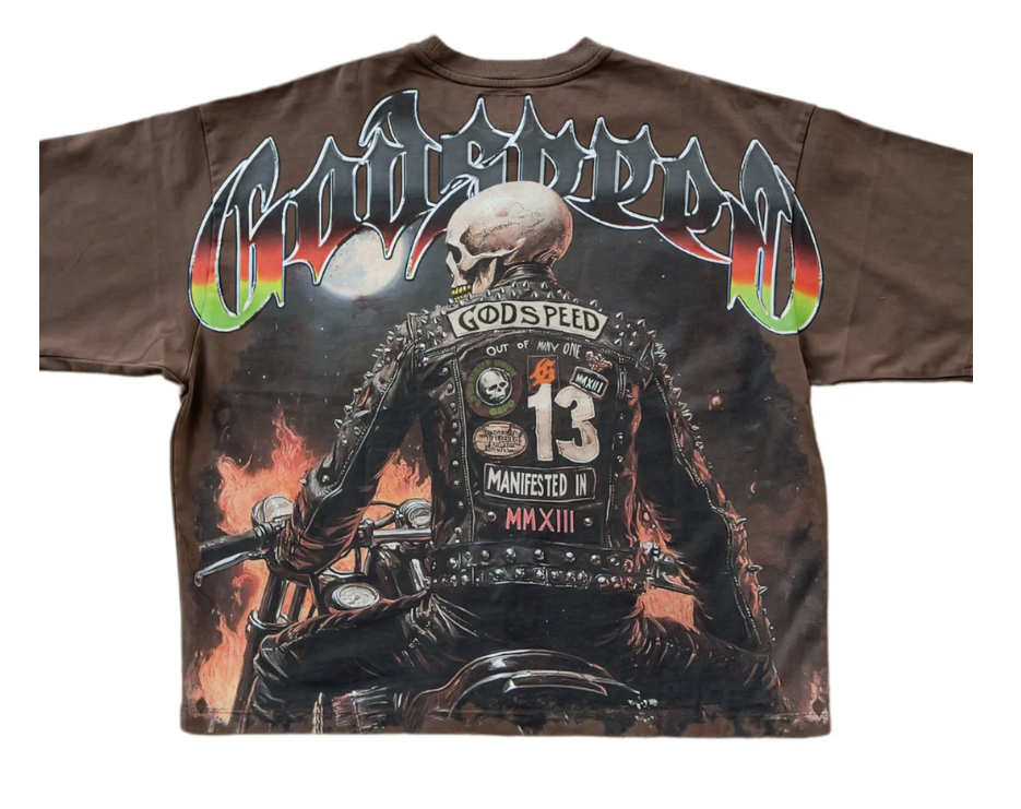 Godspeed Biker Nation Tee Brown