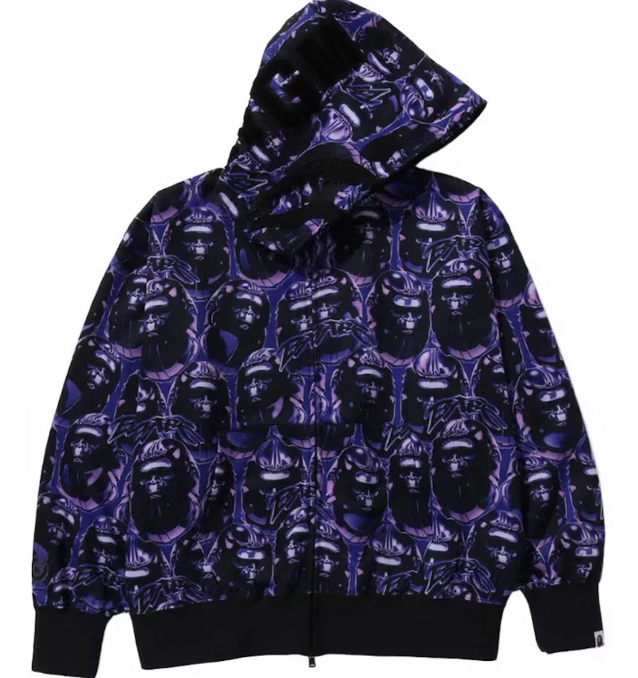 Bape AOP Ape Head Hoodie Purple