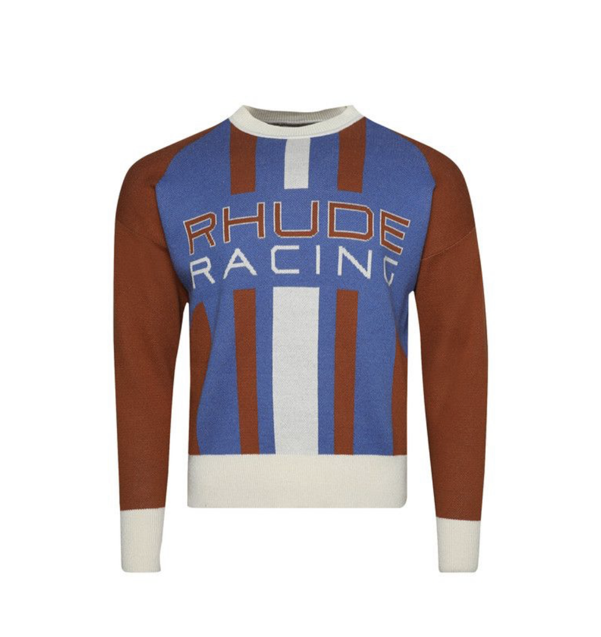 Rhude Pavil Knit Crewneck 'Brick/Cream/Blue'