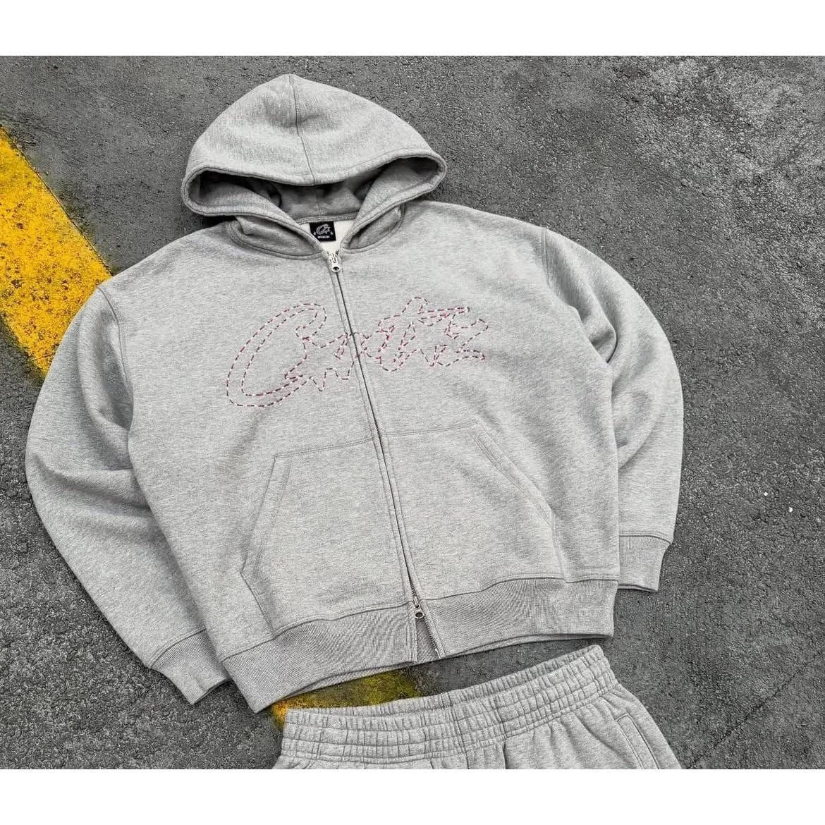 Corteiz ALL STARZ zip up Hoodie Grey FULL SET