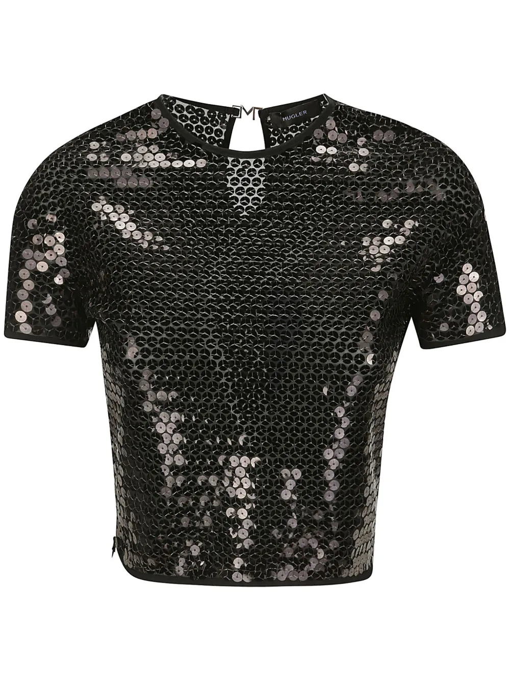 Mugler short-sleeved sequined blouse