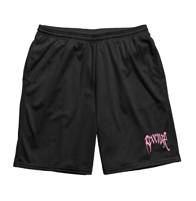 REVENGE BASIC MESH SHORTS BLACK/PINK