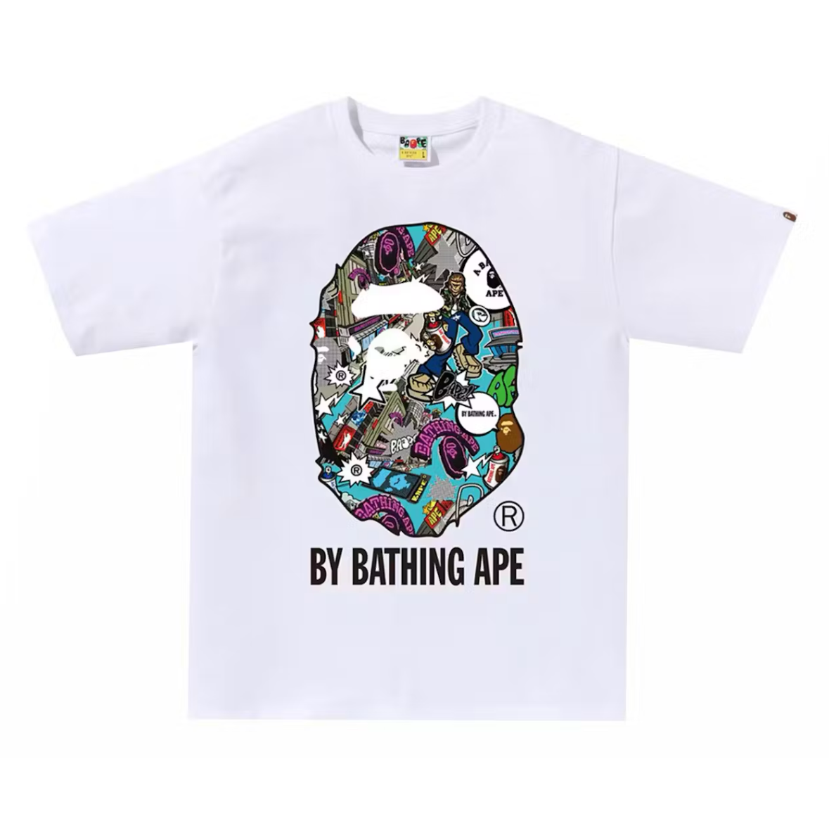 Bape Comic Art Ape Head Tee White