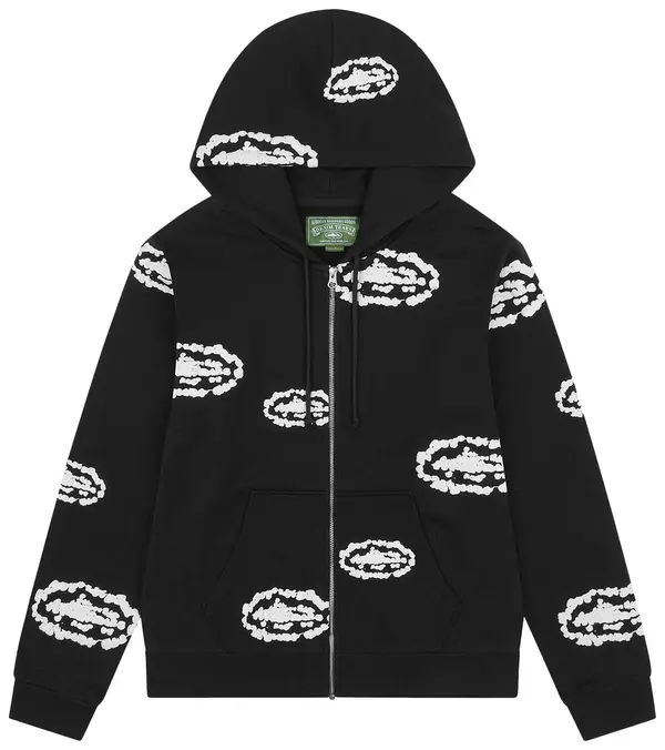 Denim Tears x Corteiz Cotton Wreath Zip Hoodie Black